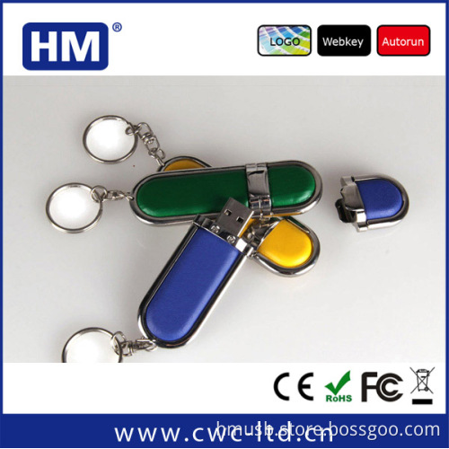 customized logo gift metal usb flash drive leather case